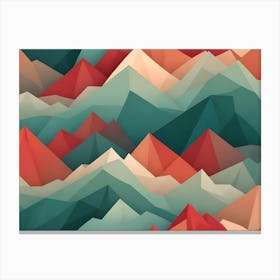 Seamless Pattern With A Stylized, Low Poly Landscape Of Colorful Mountains, Creating A Modern And Geometric Aesthetic Canvas Print