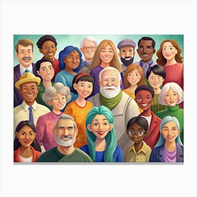 Diverse Group Of Smiling People Canvas Print