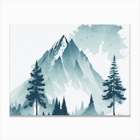 Mountain And Forest In Minimalist Watercolor Horizontal Composition 82 Canvas Print