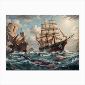 Ship In The Sea 2 Canvas Print