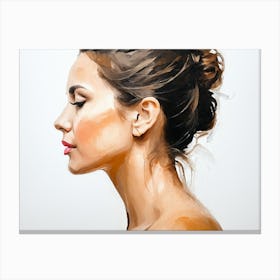 Side Profile Of Beautiful Woman Oil Painting 93 Canvas Print