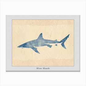 Blue Shark Grey Silhouette 3 Poster Canvas Print