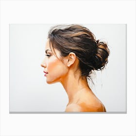 Side Profile Of Beautiful Woman Oil Painting 75 Canvas Print