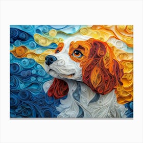 Cavalier King Charles Spaniel Paper Quill Dog Portrait Canvas Print