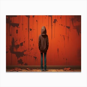 Person Standing In Front Of An Orange Wall Canvas Print