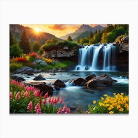 Waterfall In The Mountains 1 Canvas Print