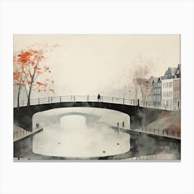 Misty Amsterdam Bridge - expressionism Canvas Print