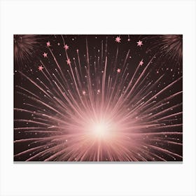 Abstract Background With Stylized Fireworks In A Pink Hue Against A Dark Background With Scattered Pink Stars Canvas Print