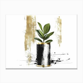 Gold And Black Vase 3 Canvas Print