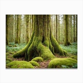 Moss Covered Trees In The Forest Canvas Print