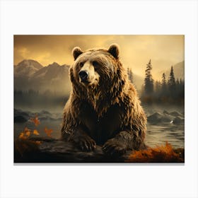 Wild Bear Roaming the Peaks - Mountain Art Canvas Print