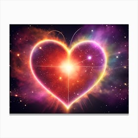 A Colorful Glowing Heart On A Dark Background Horizontal Composition 2 Canvas Print