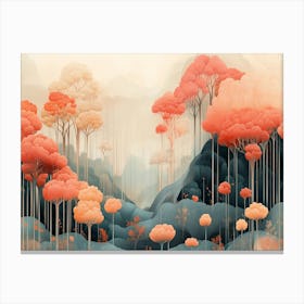 Dreamlike pink forest landscape Canvas Print