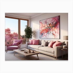 Pink Living Room Canvas Print