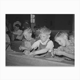 Youngsters Modeling In Clay At The Private School In The Farm Bureau Building, Pie Town, New Mexico By Canvas Print