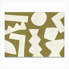 Bohemian Graphic Pattern Monochromatic - Warm Olive Green Canvas Print