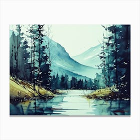 Mountain Forest Alcohol Ink 2. Canvas Print