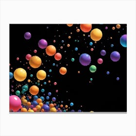 Abstract Colorful Sphere Scattered On Black Background Canvas Print