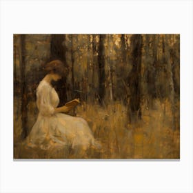 Reading In The Woods Canvas Print