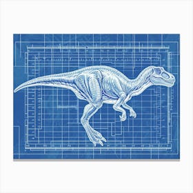 Detailed Abstract Allosaurus Dinosaur Blueprint Canvas Print