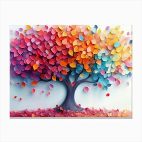 Colorful Tree With Leaves On Hanging Branches 13 Canvas Print