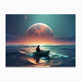 Meditating Man In A Boat Canvas Print