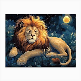 Fantasy Illustration Of A Wild Animal Lion 4 Canvas Print