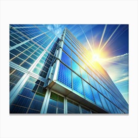 Modern Building Covered In Solar Panels Canvas Print