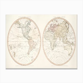 New World Or Western Hemisphere Old World Or Eastern Hemisphere (1786) Canvas Print