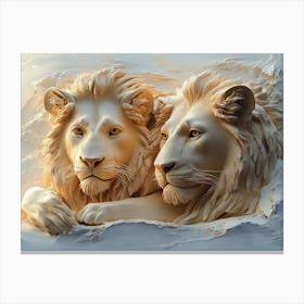 Exquisite 3d Relief Lion Canvas Print