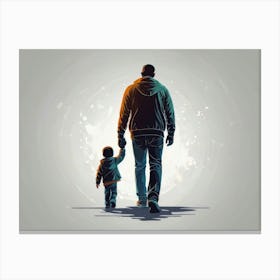 Father And Son Walking Father's Day 2 Canvas Print
