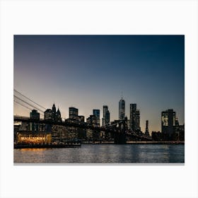 Manhattan Skyline At Night From Brooklyn Canvas Print