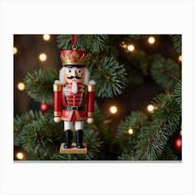 Nutcracker On A Christmas Tree Canvas Print