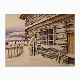 Cabin In Winter Canvas Print