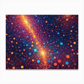 A Colorful Explosion Of Particles And Bokeh Circles In Red, Orange, Blue, And Purple Against A Dark Background, Creating A Dynamic And Festive Feel Canvas Print