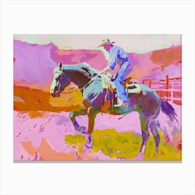 Neon Cowboy In Colorado Painting Canvas Print