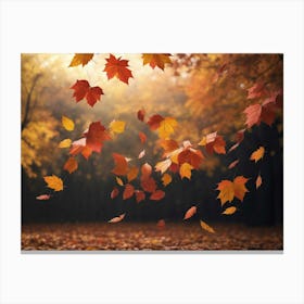 Autumn Leaves Dancing In The Air Canvas Print