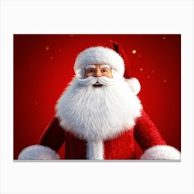 A Traditional Santa Claus Costume With Vivid White Fur Accents Bright Red Coat Velvet Hat And Flu (3) Canvas Print