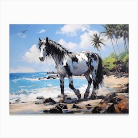 A Horse Oil Painting In Maui Beaches Hawaii, Usa, Landscape 3 Canvas Print