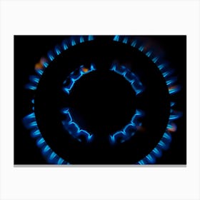 Gas Burner Flames Closeup Top View Isolated On Black Background Canvas Print