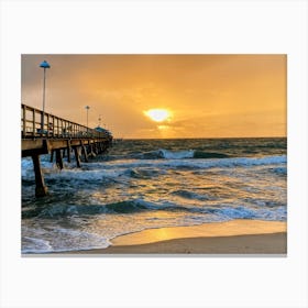 Sunset At The Old Lauderdale By The Sea Pier, Florida Canvas Print