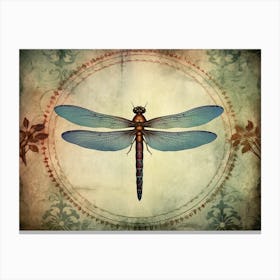  Dragonfly Vintage Blue  Canvas Print