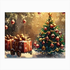 Christmas Tree In The Snow 13 Canvas Print