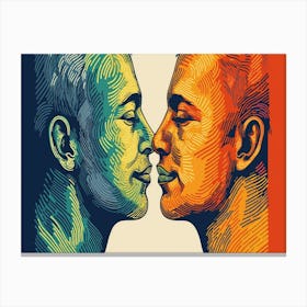 Two Men Kissing Canvas Print