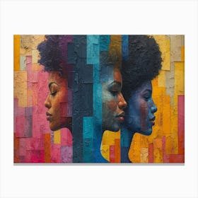 Colorful Chronicles: Abstract Narratives of History and Resilience. Three Women With Afros Canvas Print