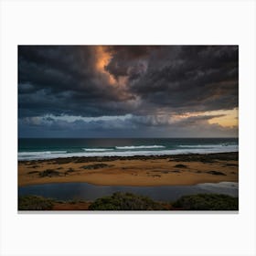 Storm Clouds Over The Beach 1 Canvas Print
