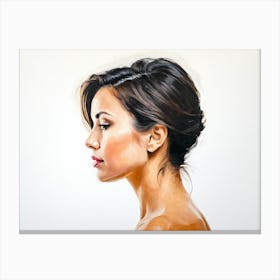 Side Profile Of Beautiful Woman Oil Painting 86 Canvas Print