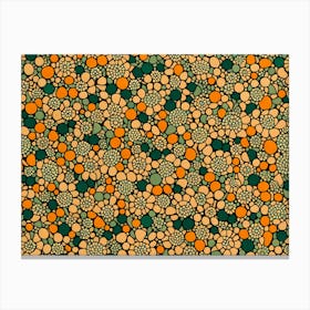 A Sophisticated Pattern Featuring abstract flowers Shapes in Mustard Rustic Green And Orange Colors, 273 Canvas Print