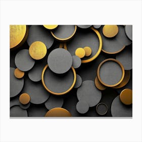 The Modern Background Is Comprised Of Black, Gray, Beige, And Golden Circles In A Stylish 1 Canvas Print