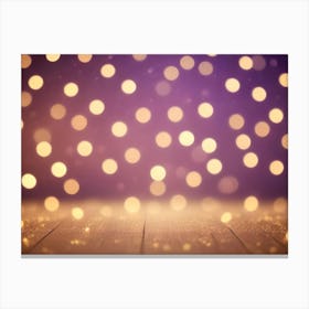 A Blurry Background Of Golden Lights In A Circular Shape On A Purple Background Canvas Print